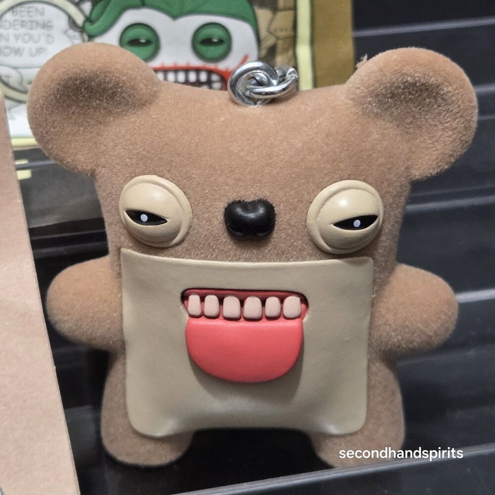 New Fuggler Series 4 Bag Clip Keychain Scaresome Sq Bear Flocked Brown Key Charm